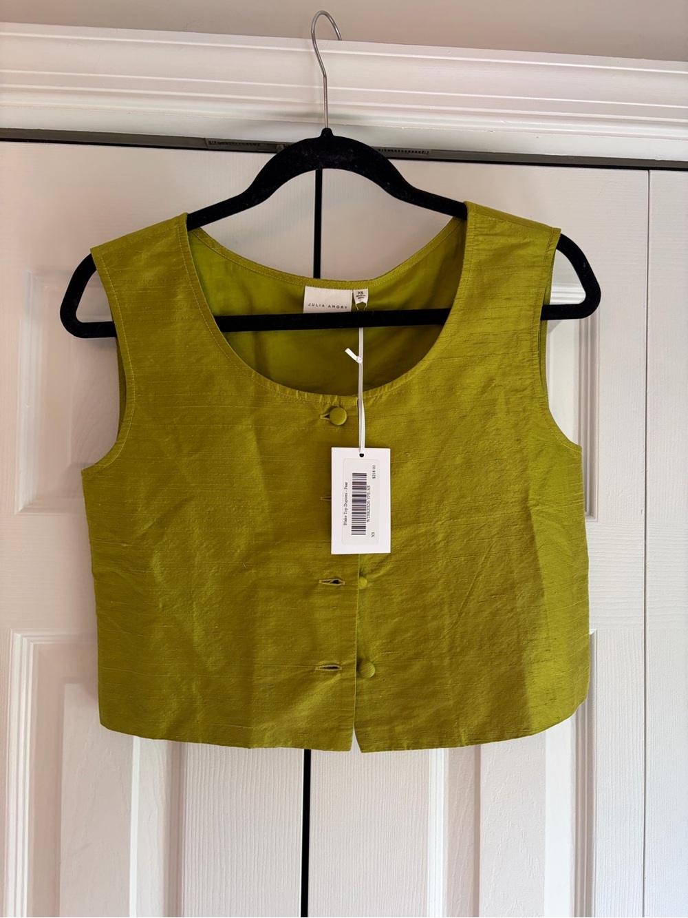 Julia Amory Blake Top Dupioni Silk Pear XS NWT
